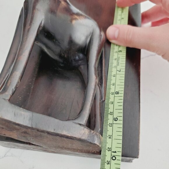 Ebony African Hand Carved Giraffe Bookends Vintage 1970 Rare Traditional Tribal - Picture 5 of 8